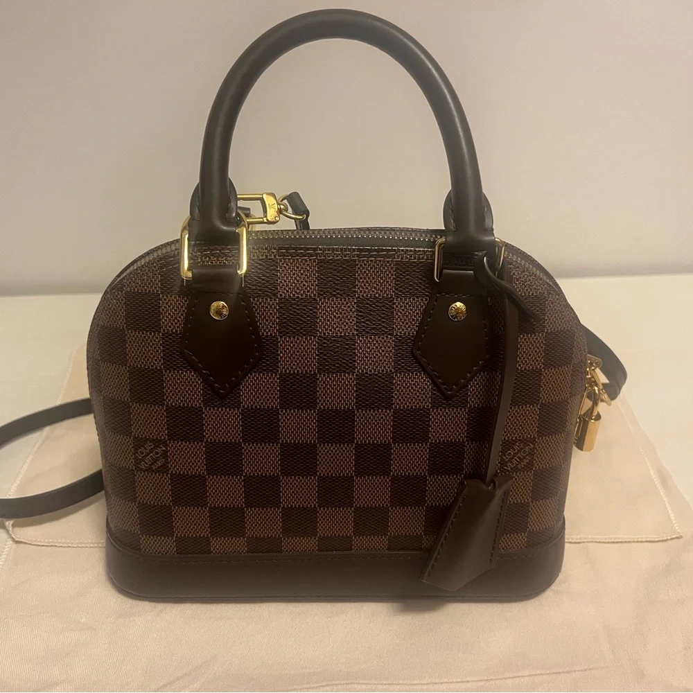 Louis Vuitton Brown Damier Ebene Mini Handbag with Gold Hardware